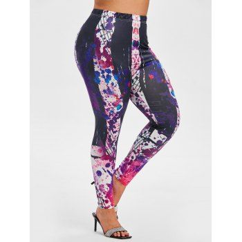 

Plus Size Tie Dye Musical Notes High Rise Leggings, Multicolor