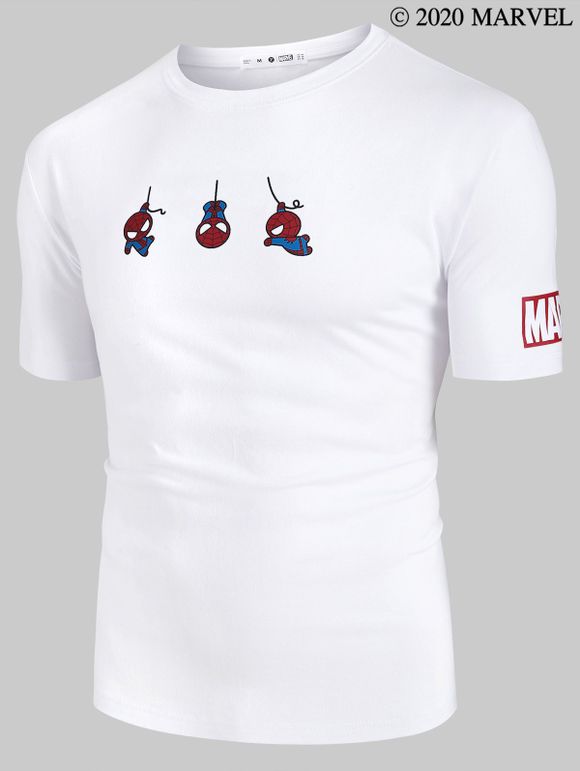 T-shirt Marvel Spider-Man Mignon à Manches Courtes - Blanc 2XL
