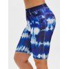 Legging Longueur à Genou 3D Teinté Imprimé de Grande Taille - Bleu profond 4X