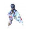 Chouchou pour Pueue de Cheval Fleur Imprimé avec Ruban - Bleu clair 
