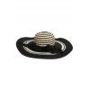 Striped Chain Ribbon Bowknot Straw Hat - BLACK 
