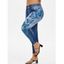 Plus Size Butterfly 3D Denim Print Jeggings - LIGHT BLUE 5X