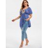 Plus Size Sequined Hollow Out Short Sleeve Tunic Tee - SLATE BLUE 2X