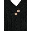 Plus Size Plaid Cable Knit Pocket Tunic Sweater - BLACK L