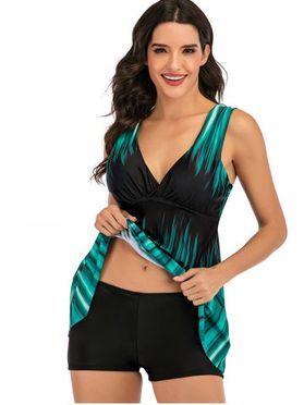 Streak Dye Surplice-front Tankini Swimwear