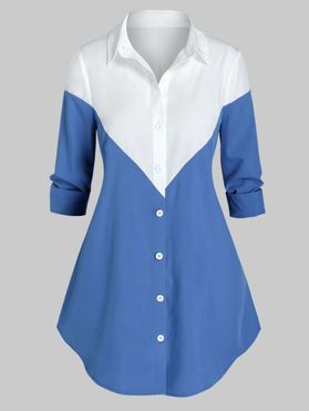 Plus Size Two Tone Curved Shirt