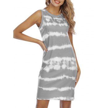 

Tie Dye Knee Length Tank Dress, Dark gray