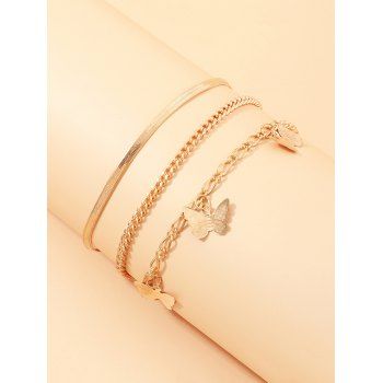 

3Pcs Butterfly Chain Charm Anklets Set, Golden