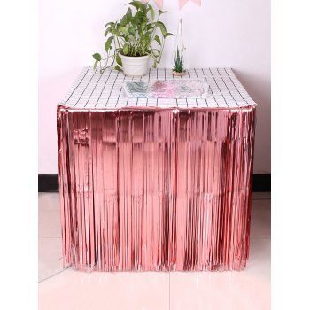 

Party Decor Fringe Foil Tablecloth Skirt, Light pink