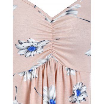 Floral Print Sundress Mini Cami Surplice Summer High Low Dress