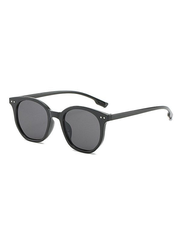Retro Rivet Outdoor Round Sunglasses - BLACK 