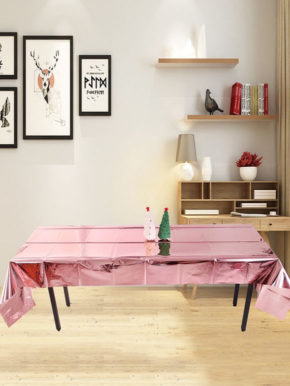 Party Decoration Metallic Foiled Tablecloth - LIGHT PINK 