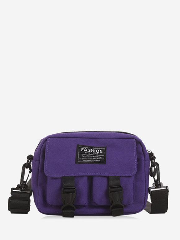Mini Sac à Bandoulière en Toile avec Multi-Poches - Pourpre 