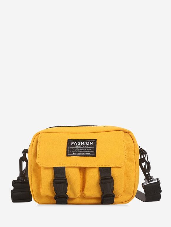 Mini Sac à Bandoulière en Toile avec Multi-Poches - Jaune 