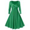 Robe Evasée Mi-Longue Croisée Grande Taille - Vert Trèfle 5X