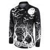Chemise d'Halloween Boutonnée Citrouille Chauve-souris Imprimés à Manches Longues - Noir M