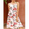 Vacation Floral Shirred Back Mock Buttons Cami Sundress - WHITE M