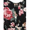 Vacation Floral Shirred Back Mock Buttons Cami Sundress - BLACK M