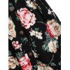 Vacation Floral Shirred Back Mock Buttons Cami Sundress - BLACK M