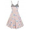 Floral Print Sundress Mini Cami Surplice Summer High Low Dress - PINK 3XL