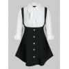 Blouse Tunique Bicolore à Manches Longues Grande Taille - Noir 4X