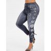Legging 3D Etoile Imprimée à Taille Haute de Grande Taille - Noir 1X