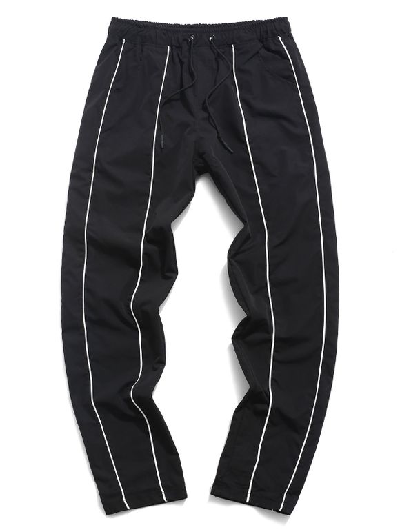 Pantalon Décontracté Long Motif de Rayure - Noir 2XL