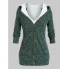 Ensemble de T-shirt en Tricot à Manches Longues de Grande Taille et de Débardeur Plongeant - Vert profond 4X