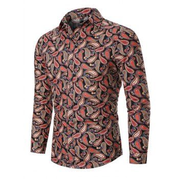 

Allover Paisley Print Vintage Button Up Shirt, Black