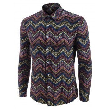 

Tribal Zigzag Print Long Sleeve Shirt, Multicolor