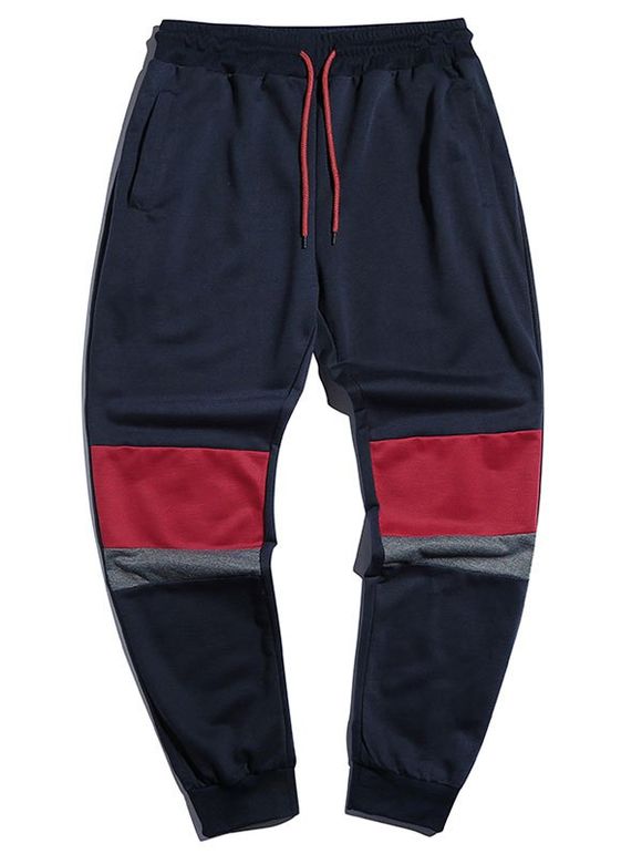 Pantalon de Jogging Fuselé Contrasté à Cordon - Cadetblue XL