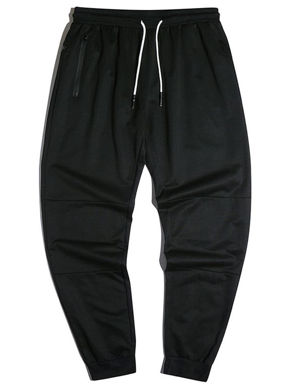 Pantalon de Jogging Fuselé Zippé avec Poches à Cordon - Noir M