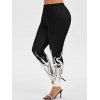 Legging Moulant à Imprimé Pieuvre à Coupe Haute de Grande Taille - Noir 4X