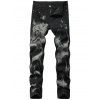Jeans Fuselé Imprimé Animal Zippé - Noir 34