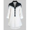 Blouse Bicolore à Manches Roulées de Grande Taille - Blanc 5X