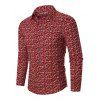 Chemise Boutonnée Cachemire Imprimé à Manches Longues - Rouge 3XL