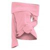 T-shirt Plié à Epaule Dénudée Grande Taille - Rose clair 5X