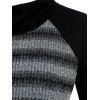 Plus Size Marled Striped Turtleneck Tunic Sweater - BLACK L