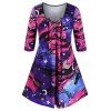 T-shirt Galaxie Etoile Lune de Grande Taille à Lacets - multicolor 4X