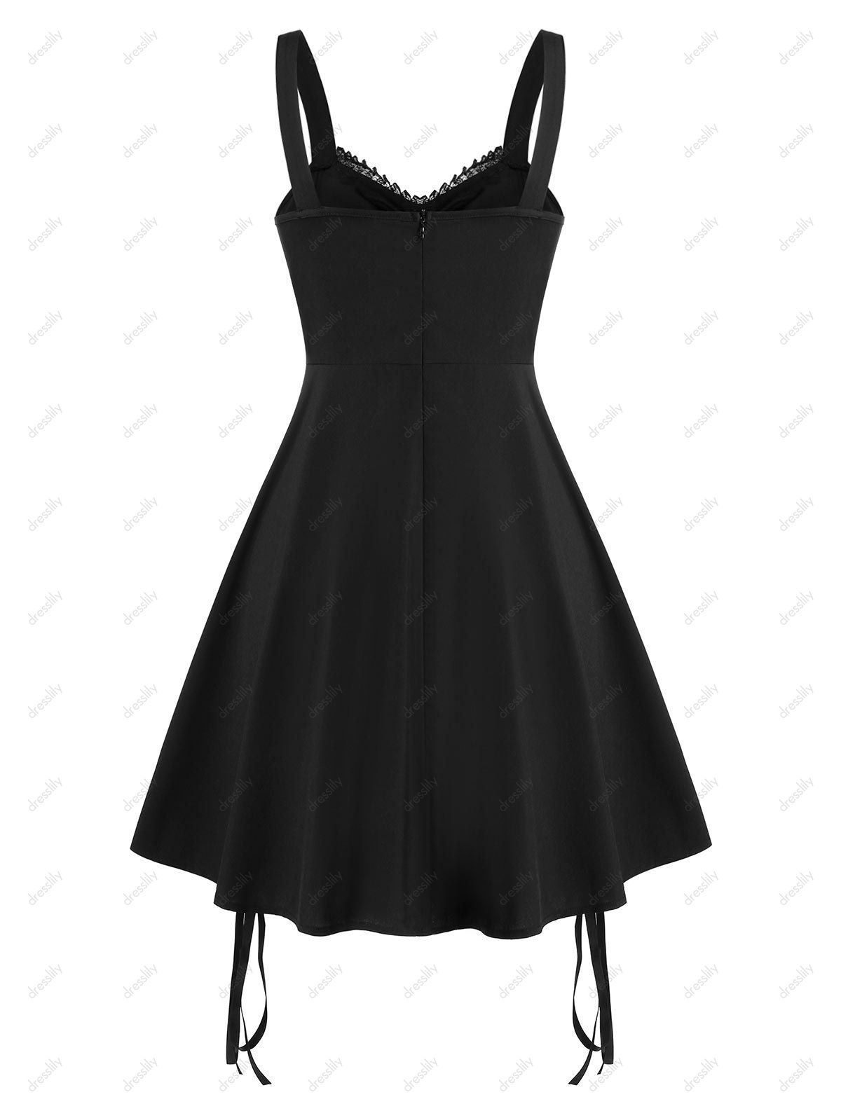 black lace panel sleeveless high low dress