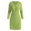 Robe Pull Côtelée avec Bouton - Vert Pistache XL