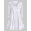 Blouse en Dentelle Insérée Grande Taille - Blanc 5X
