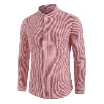 

Chest Pocket Stripes Long Sleeve Shirt, Light pink