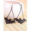 Halloween Leather Bat Chain Earrings - BLACK 