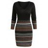 Mini Robe Moulante Tribale Imprimée - Noir 3XL