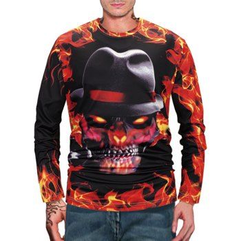 

Halloween Skull Fire Flame 3D Print Long Sleeve T Shirt, Multicolor