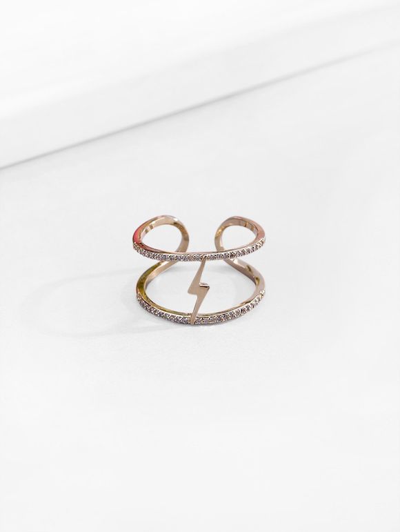 Bague Ouverte Plaquée en Zircon - d'or US 7