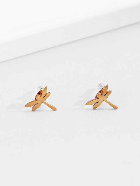 Mini Boucles d'Oreilles en Forme de Libellule Plaquées - d'or 