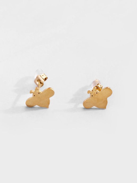 Boucles d'Oreilles en Forme d'Abeille en Acier Inoxydable Plaquées - d'or 