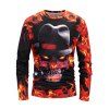 Halloween Skull Fire Flame 3D Print Long Sleeve T Shirt - multicolor M
